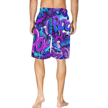 Load image into Gallery viewer, Balloon Twisting Shorts for balloon artists and twisters Purple and Blue pop art design