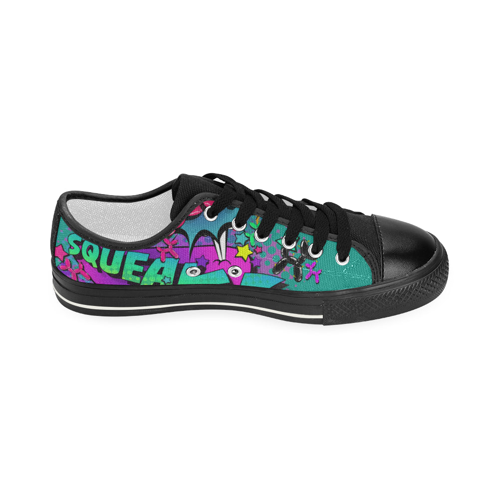 Leaky Squeaky BOOM! Teal on Black - Women's Sully Canvas Shoe (SIZE 6-10)