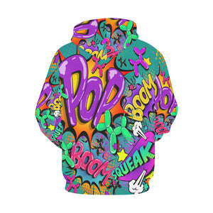 Leaky Squeaky BOOM! on Teal - Classic Men's Hoodie (3XL-4XL)