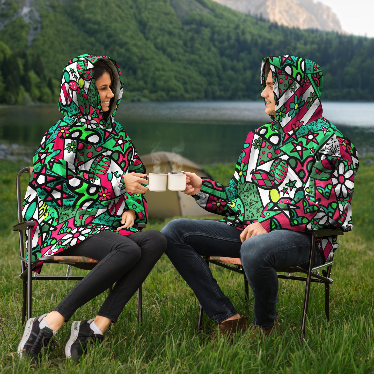 Camping Christmas Hooded Blanket Balloon Dog Apparel