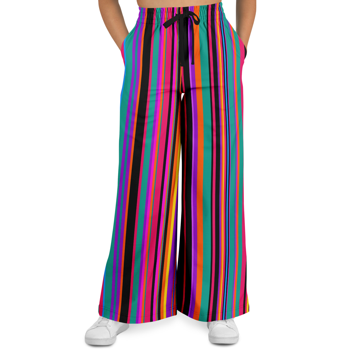 colorful stripped  flares - balloon artists pants - balloon dog apparel