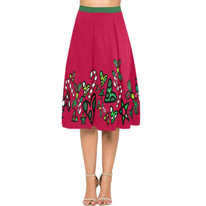 Christmas Jumble - Mid Length Pleated Skirt