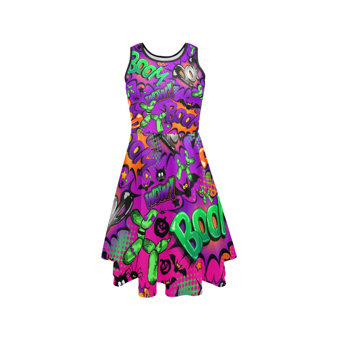 Purple Halloween dress with balloon dogs for balloon twisters and face painters