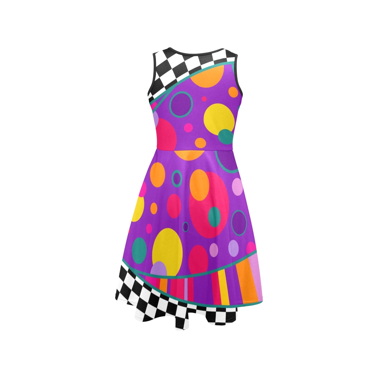Spotted and checkered dress for clowns, balloon artists and entertainers