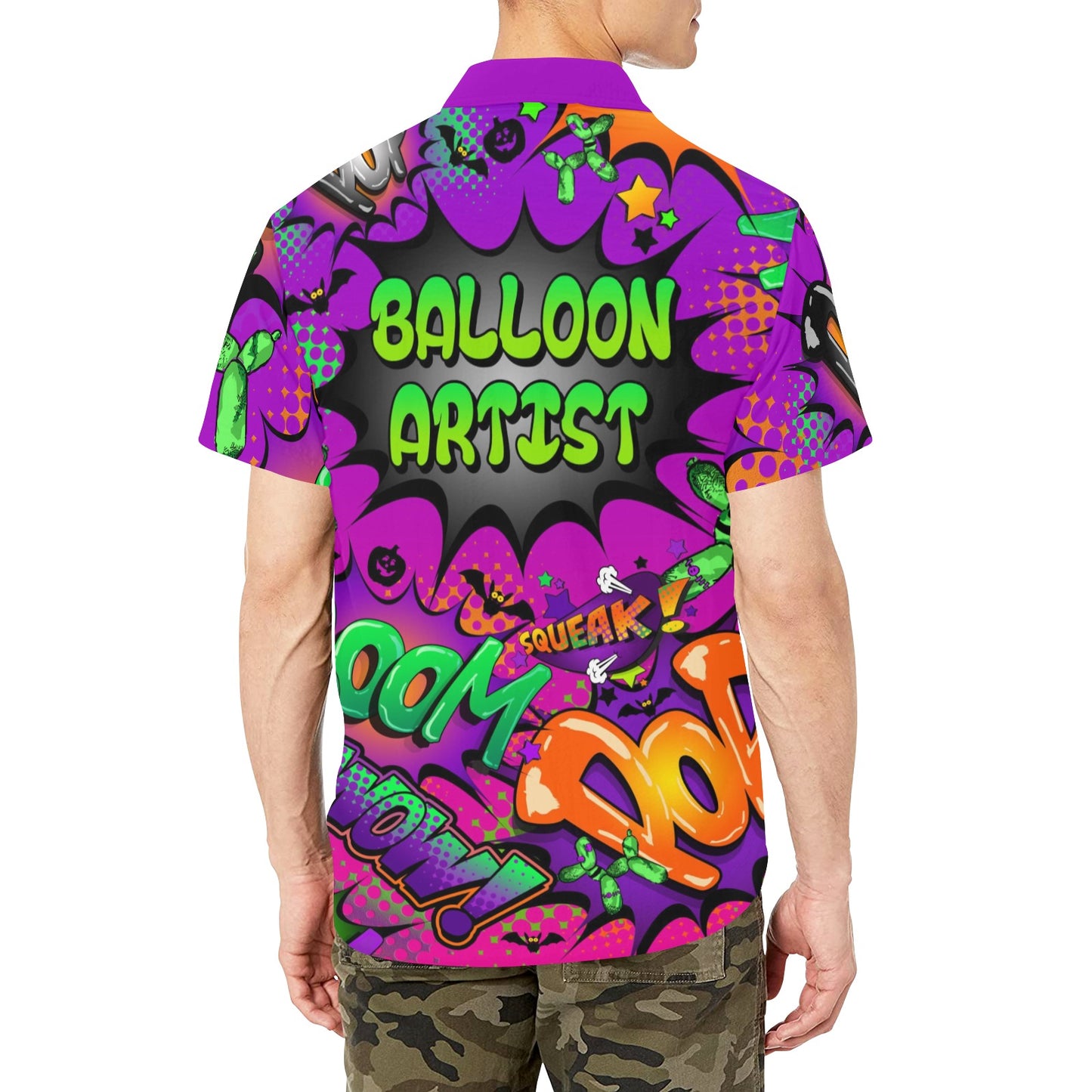 Purple and pink balloon artists shirt for Halloween