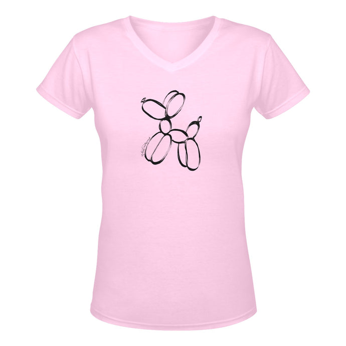 Balloon Twisting T-Shirt Pale Pink with balloon dog