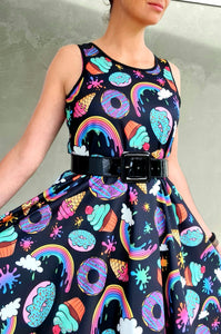 Sugar Rush on Black - JoJo Dress (XS - 2XL)