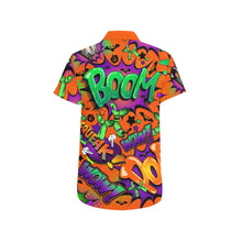 Load image into Gallery viewer, Fun Halloween Shirt in orange purple and black for balloon twisters and entertainers