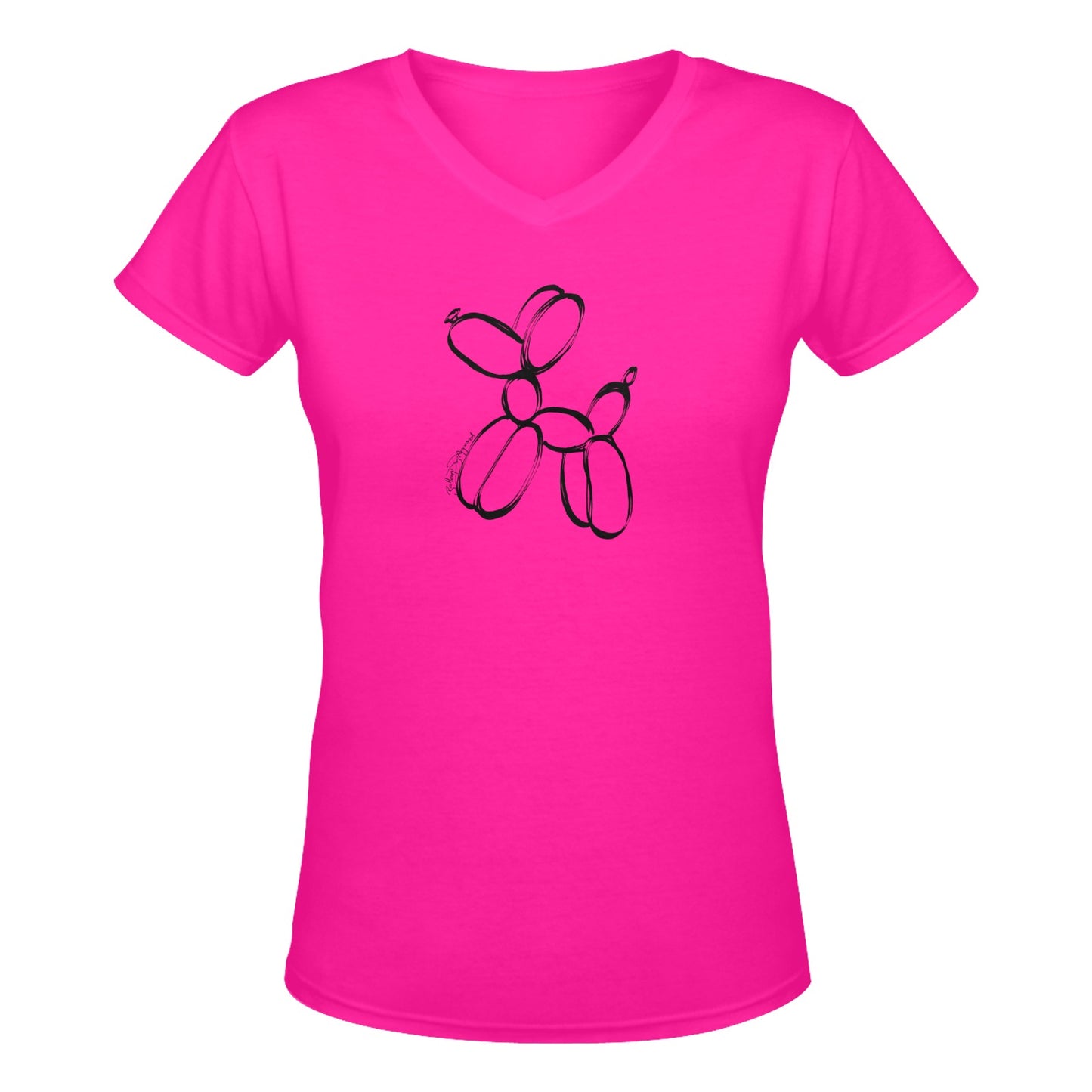 Pink Balloon Twister shirt with unique sketched balloon dog design