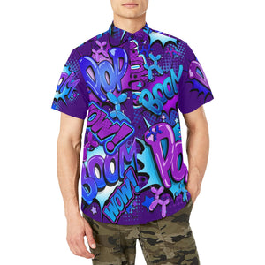 Balloon twisting party shirt with pocket Purple and blue