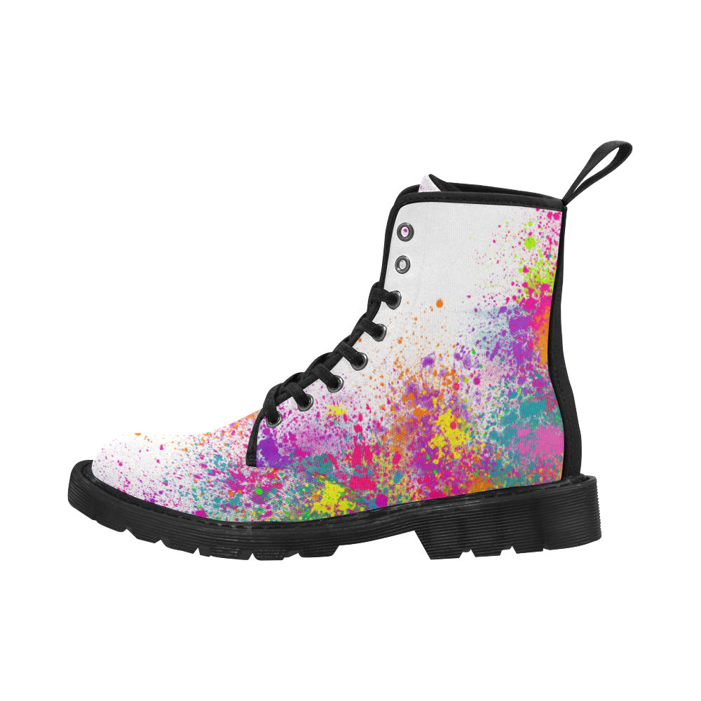Jumping in Paint - White Ollie Combat Boots (SIZE US6.5-12)