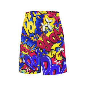 Comic Book Basketball shorts with balloon dogs for balloon twisters and artists