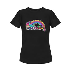 Black Face Painter T-Shirt with Rainbow desserts design