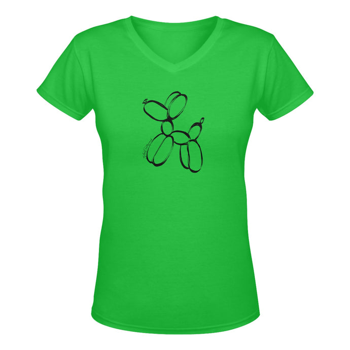 Balloon Twisting T-Shirt Green with sketched Balloon Dog Design