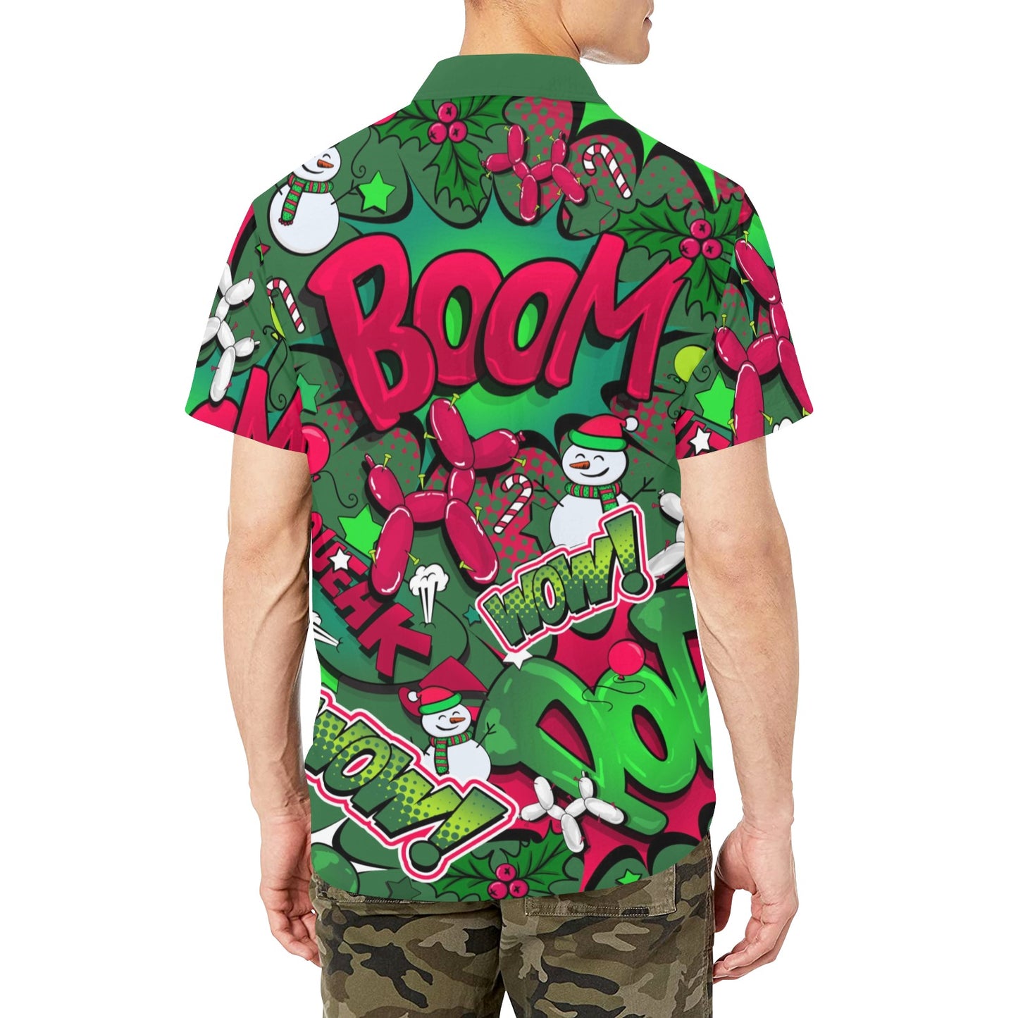 Balloon Twister shirt with pocket Green and red Christmas Theme design