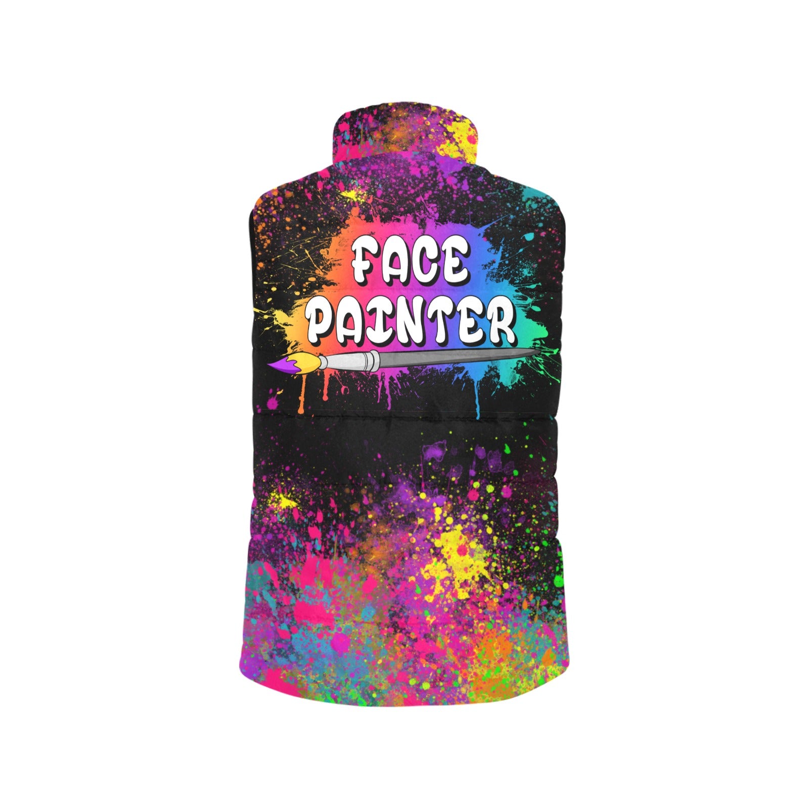 Professional Face Painter Vest with paint splatter design 