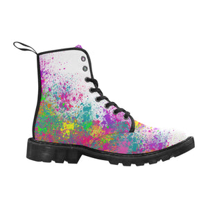 Jumping in Paint - White Ollie Combat Boots (SIZE US6.5-12)