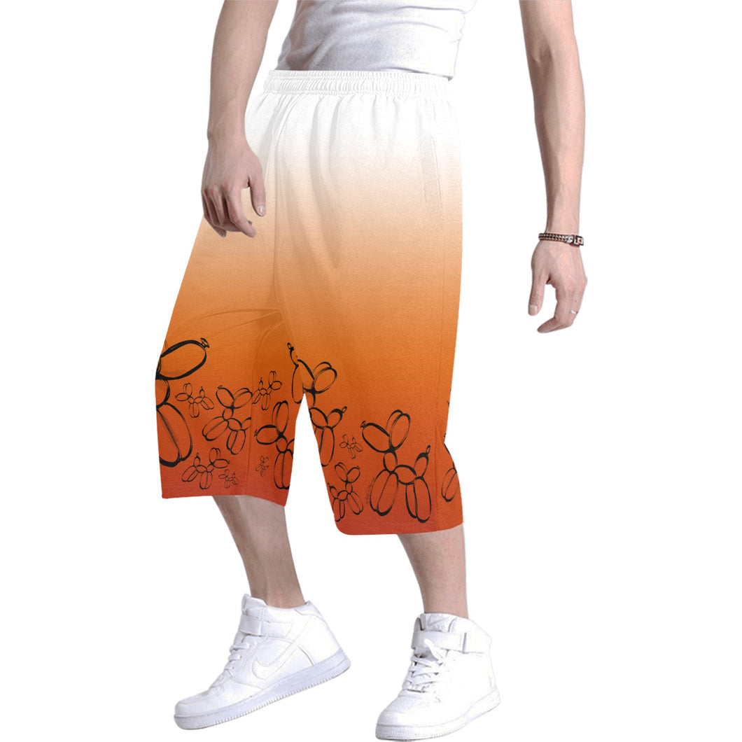 Long Shorts with balloon dogs Ombre Burnt orange to white
