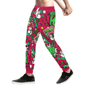 Red Christmas Pants with balloon dogs and snow men