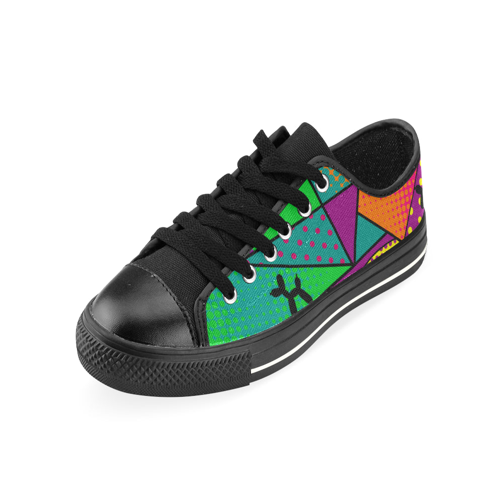 Colourful Black Dog - Kids Sully Canvas Shoes