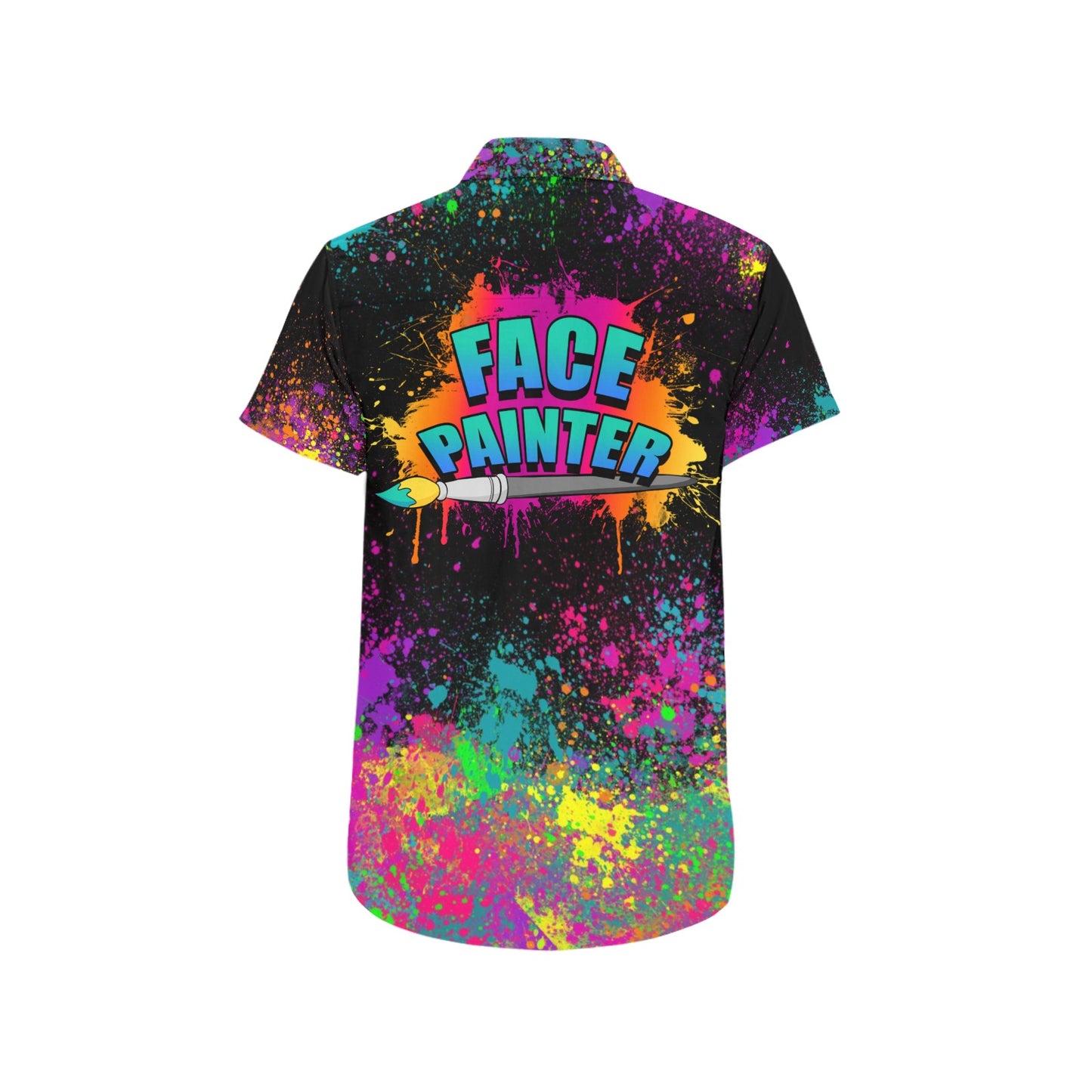 Face Painter Party Shirt with paint splatter on black