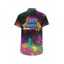 Load image into Gallery viewer, Face Painter Party Shirt with paint splatter on black