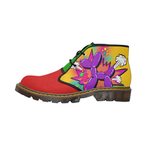 Purple Comic Dog Clown Colours - Men's Wazza Canvas Boots (SIZE 7-12)