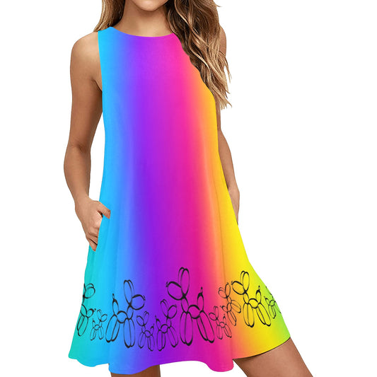 Rainbow Balloon Dog Dress Unicorn