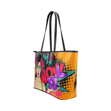 Load image into Gallery viewer, Squatting balloon dog tote bag in Orange, made from synthetic leather