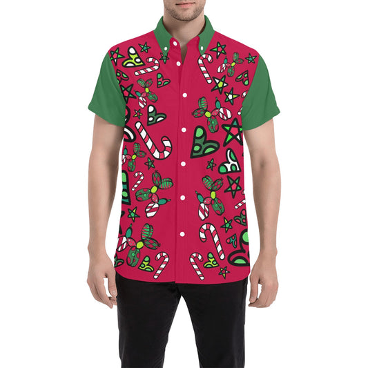 Christmas Jumble Green Sleves - Nate Short Sleeve Shirt (Small-5XL)