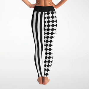 Clown leggings with stripes and checkers