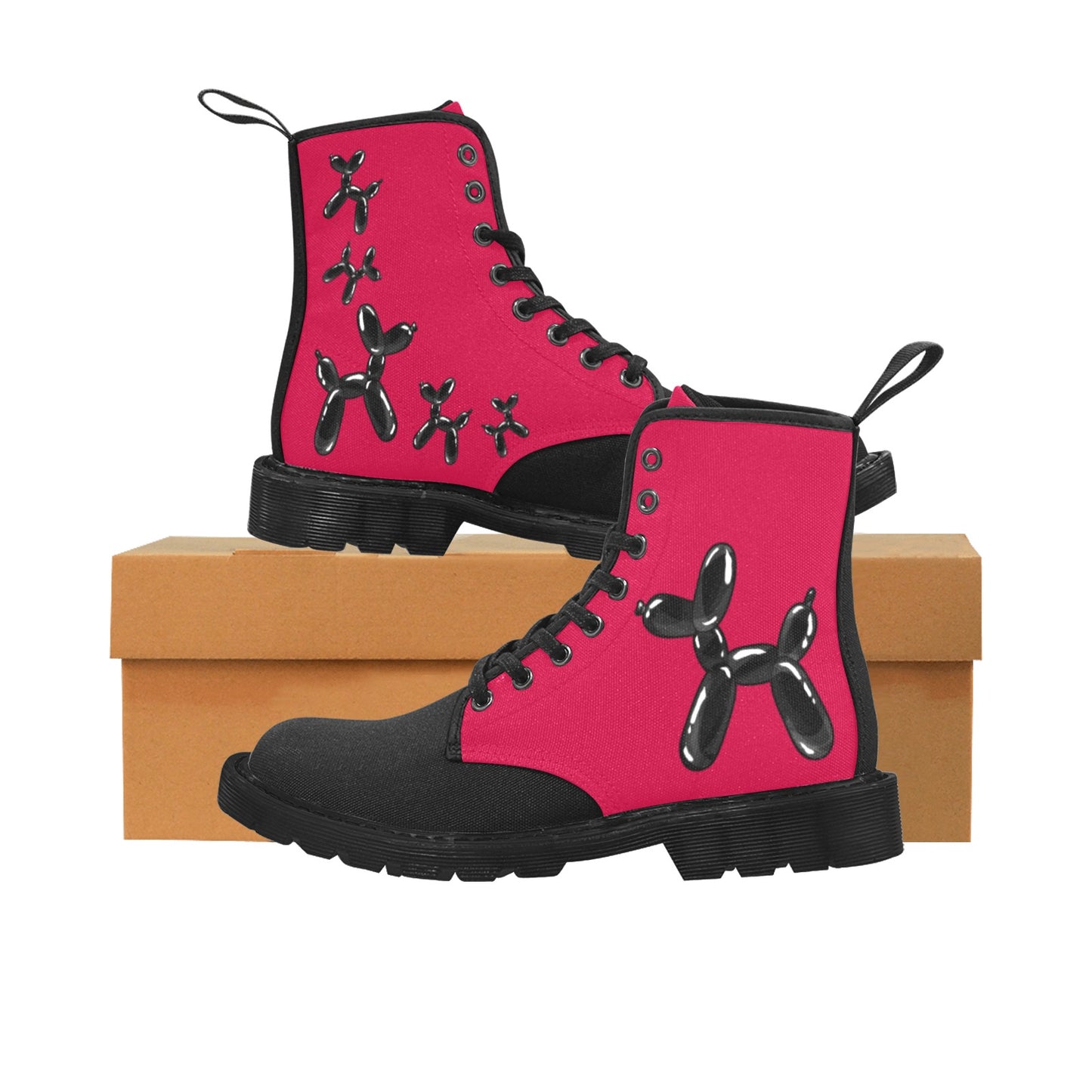 Balloon Twister Boots, red with black balloon dogs