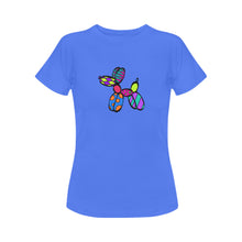 Load image into Gallery viewer, Ladies Balloon Twisting t-Shirt Blue Balloon Dog