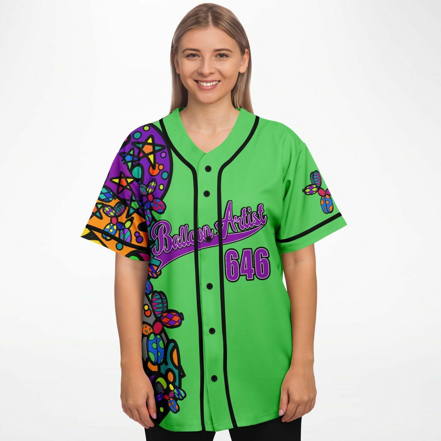 Ladies Balloon Twisting Shirt Baseball Jersey