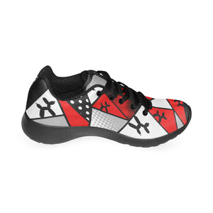 Face Painter shoes with red, white and black balloon dogs