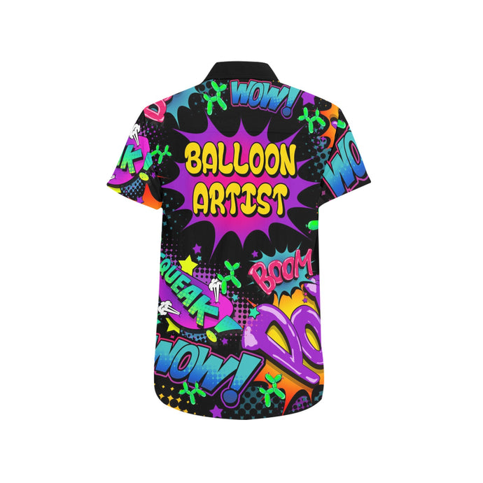 Balloon Artist shirt for balloon twisting. Colourful pop art designs