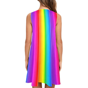 Rainbow - Flared Shift Dress with Pockets (XS - 3XL)