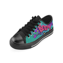 Load image into Gallery viewer, Leaky Squeaky BOOM! Teal on Black - Men&#39;s Sully Canvas Shoe (SIZE 6-12)