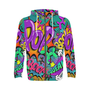 Leaky Squeaky BOOM! on Teal - Classic Men's Zip Hoodie (S-2XL)