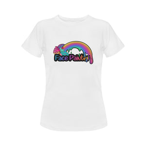 White face painting t-shirt with rainbow and desserts 