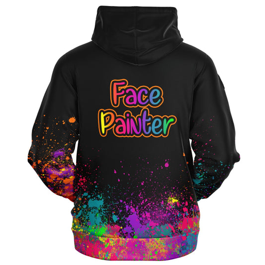 Face Painter hoodie with paint splatter design