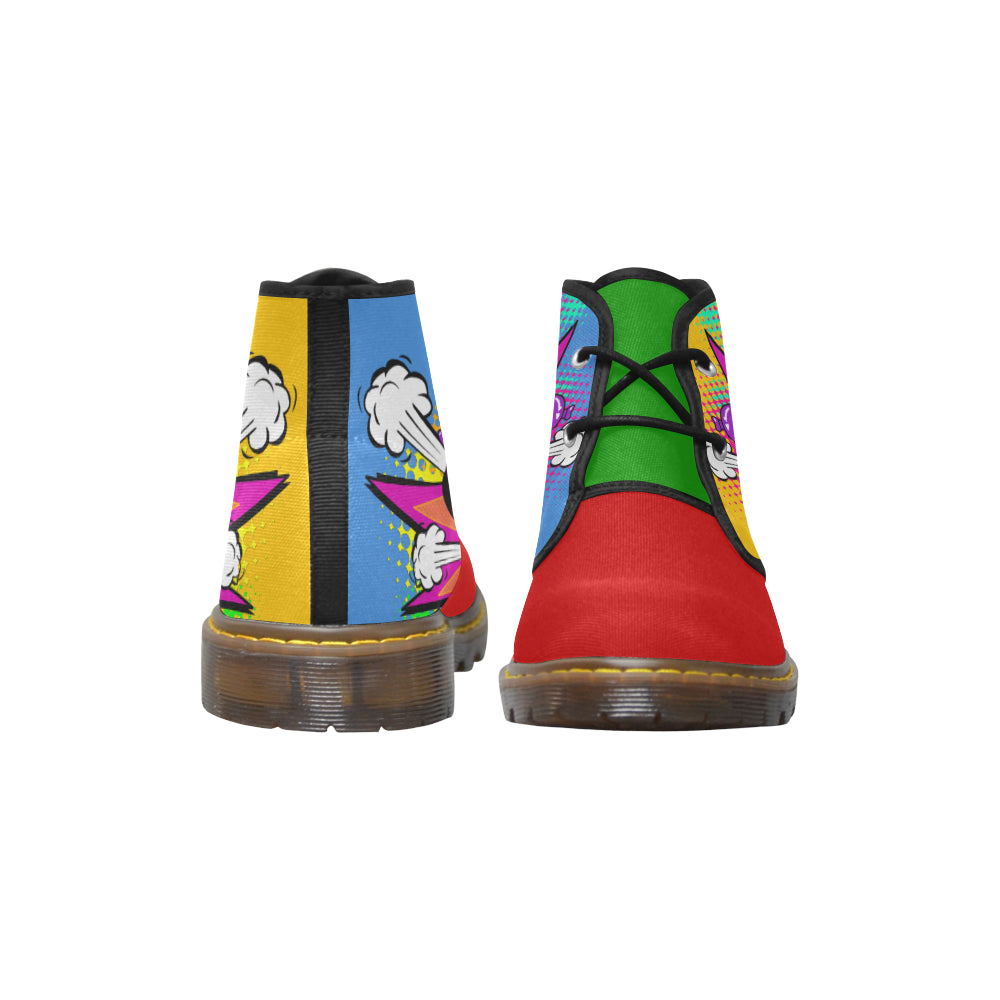 Purple Comic Dog Clown Colours - Men's Wazza Canvas Boots (SIZE 7-12)