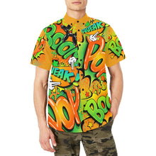 Load image into Gallery viewer, Balloon Artist shirt orange and green with balloon dogs and pop art design