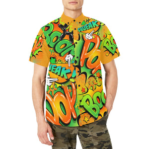 Balloon Artist shirt orange and green with balloon dogs and pop art design