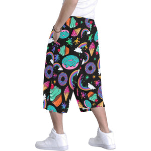 Super Long shorts with rainbows and desserts. Custom design perfect for Face Painter clothing