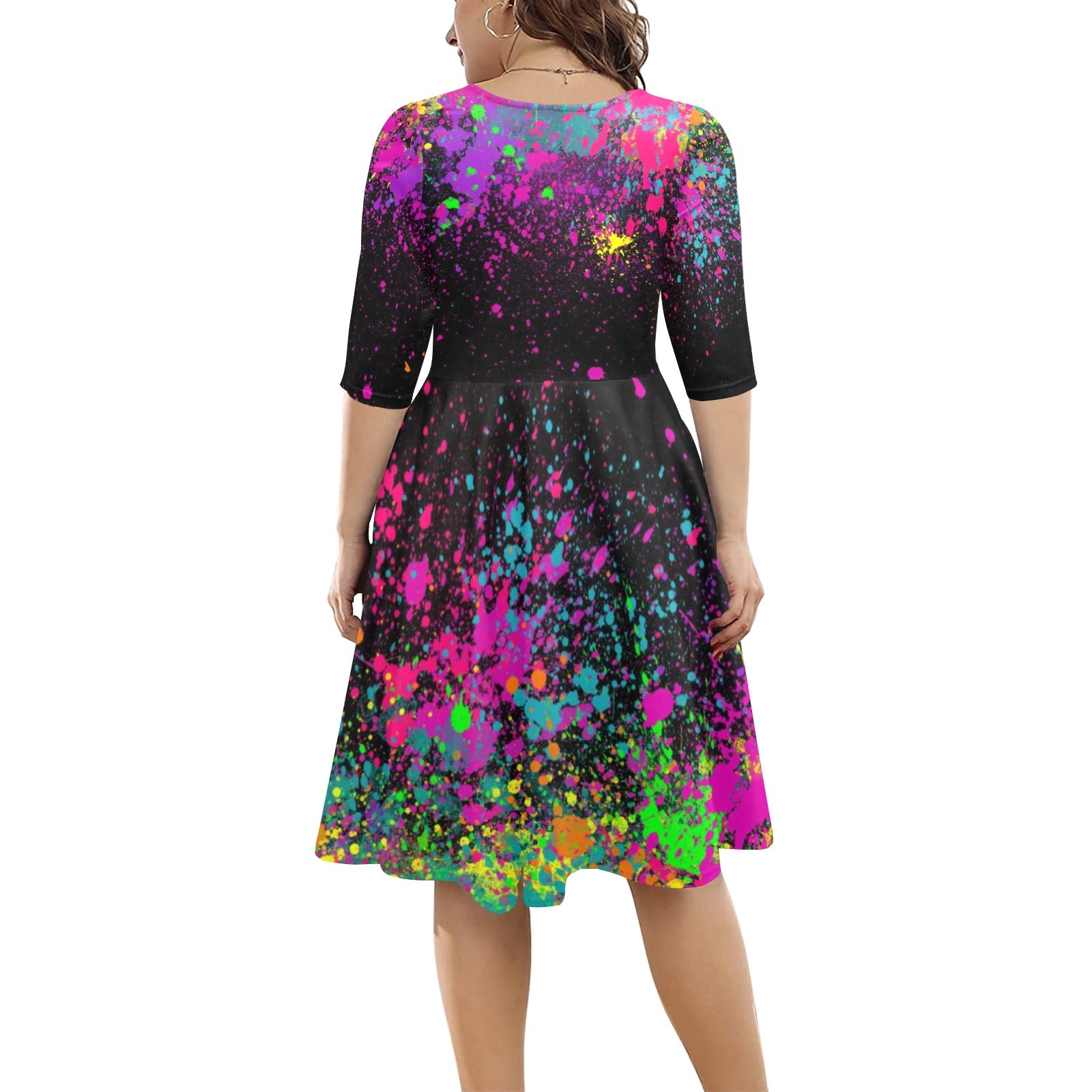 Paint Explosion dress with sleeves