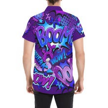 Load image into Gallery viewer, Shirt for Balloon Twisting, purple and blue pop art balloon dogs