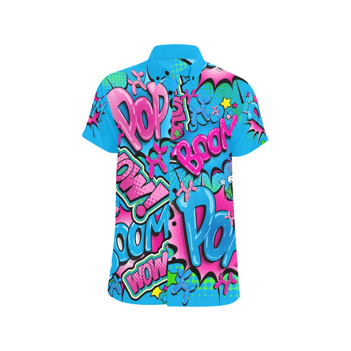 Balloon twister shirt blue and pink pop art balloon dogs