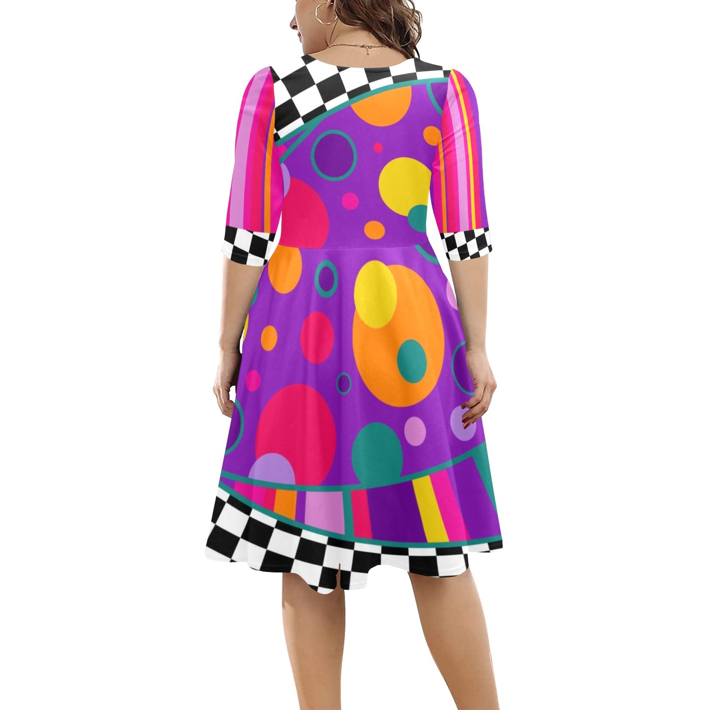Colourful dress with sleeves for clowns and balloon twisters