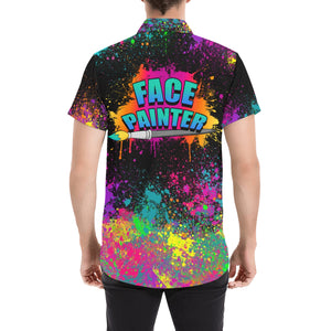 Black Paint Splatter Shirt with Face Painter Signage 